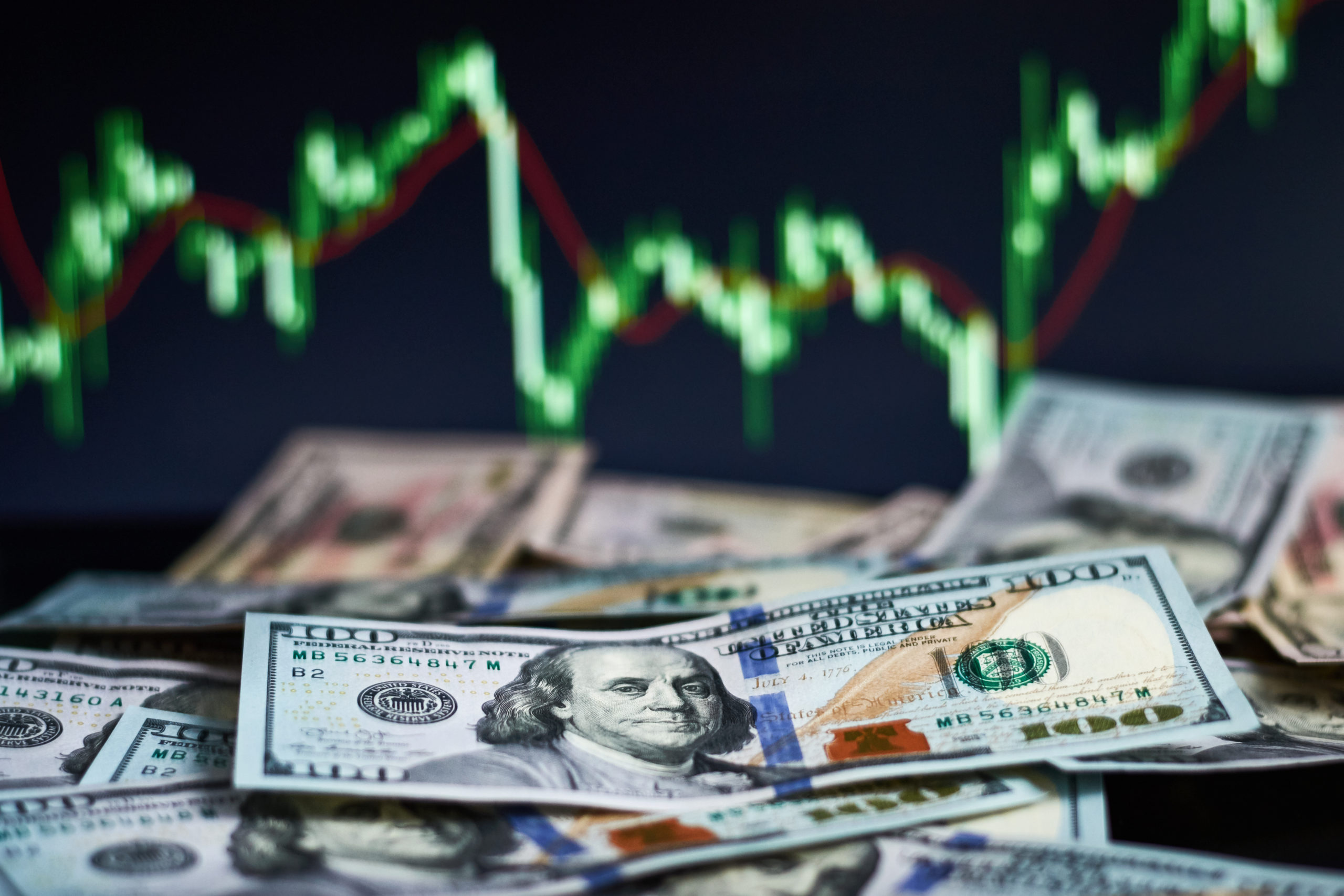 Us Dollar Bill ,On Background With Dynamics Of Exchange Rates